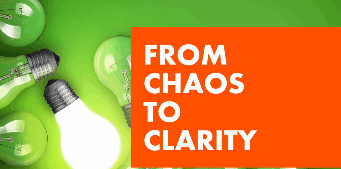 Relentica Blog - From Chaos to Clarity - lots of light bulbs, with one brightly lit up on a green background. Relentica Blog.