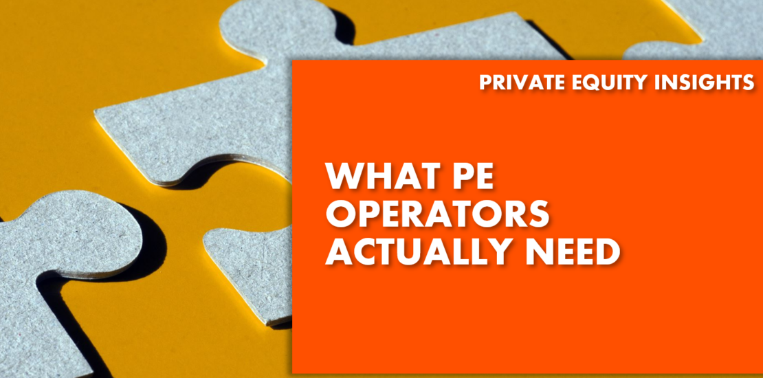 What PE Operators Actually Need - text over grey felt jigsaw piece