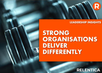 Strong Organisations Delivery Differently - text over weigh lifting equipment