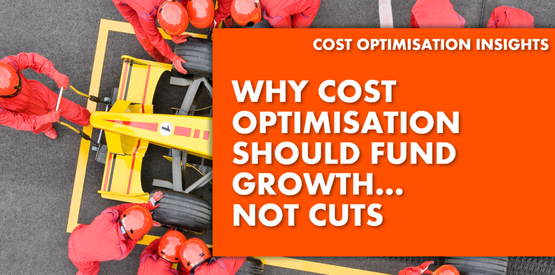 Why Cost Optimisation Should Fund Growth... Not Cuts - text of F1 car in the pitstop